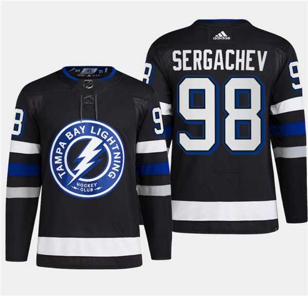 Men%27s Tampa Bay Lightning #98 Mikhail Sergachev Black 2024 Stadium Series Stitched Jersey Dzhi